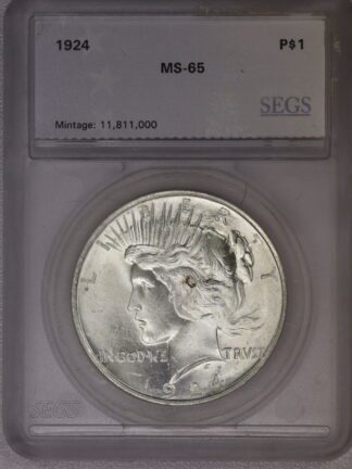 Auction - 1924 Peace Dollar MS65 SEGS