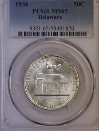 1936 Delaware Commemorative Half Dollar PCGS MS65