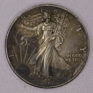 Auction-1991 Silver Eagle Toned