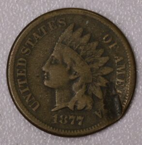 Auction-1877 Indian Head Cent Damaged