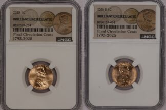 2025 P & D Lincoln Shield Cent BU NGC *2 Coin Set