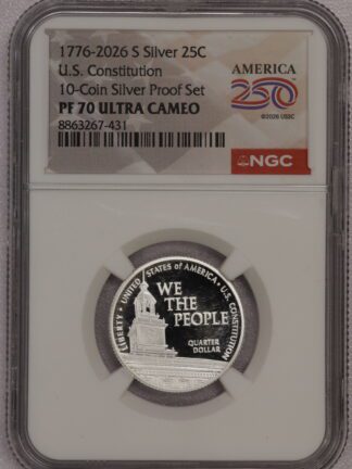 1776-2026 S Silver US Constitution Proof Quarter NGC PF70 Ultra Cameo