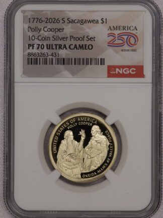 1776-2026 S Sacagawea Polly Cooper Dollar NGC PF70 Ultra Cameo