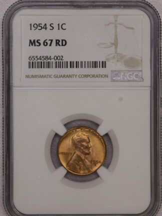 1954-S Lincoln Cent NGC MS67 RD