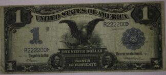 1899 One Dollar Silver Certificate "Black Eagle" Note Fine Fancy Serial Number 222200