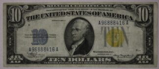 1934-A Ten Dollars Silver Certificate Yellow Seal NORTH AFRICA Issue VF