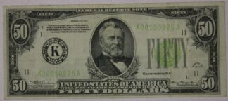 AUCTION- 1934 Fifty Dollars Federal Reserve Note Dallas District