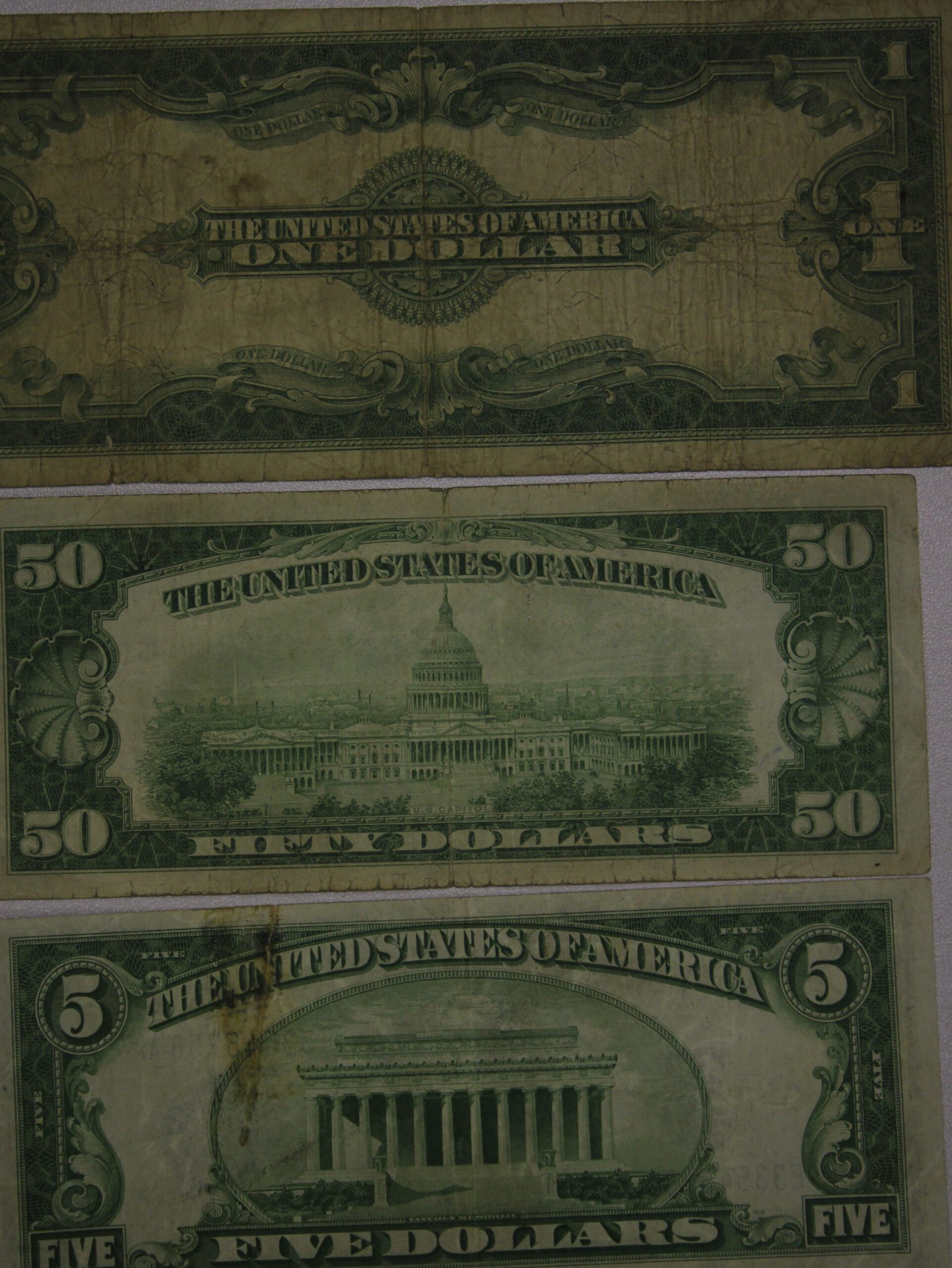 AUCTION- 1923 One Dollar Silver Certificate, 1934 Fifty Dollar FRN & 1934-A Five Dollar Silver Certificate - Image 2