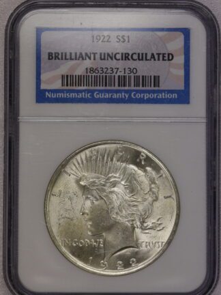 1922 Peace Dollar NGC Brilliant Uncirculated