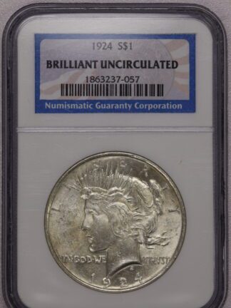 1924 Peace Dollar NGC Brilliant Uncirculated