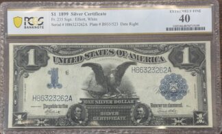 1899 One Dollar Silver Certificate Black Eagle PCGS EF 40