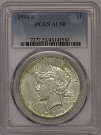 1934-S Peace Dollar PCGS AU50