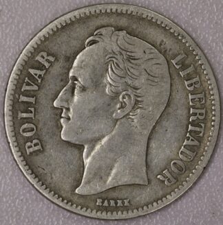 Auction - 1924 2 Bolivar Venezuela *.835 Silver