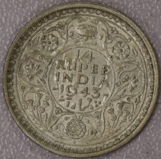 Auction - 1942 1/4th Rupee Indian UK * .500 Silver