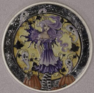 Amy Brown HALLOWEEN Haunted Pumpkin Patch Colorized One Oz .999 Silver Round