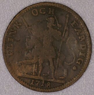 1718 Sweden 1 Daler Copper Coin KM-A356
