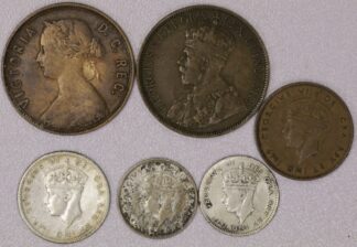 1865-1943 Group of Newfoundland 1, 5 & 10 Cent Coins