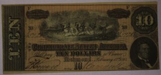 1864 Ten Dollars Confederate Currency Richmond Virginia T-68