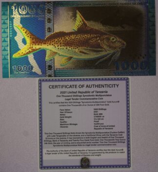 2021 United Republic of Tanzania 1000 Shillings Aurum .999 1/1000th oz Gold