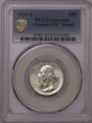 1932-S Washington Quarter PCGS Cleaned/Unc Detail