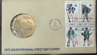 1975 Bicentennial First Day Cover Paul Reverse Bronze Medal