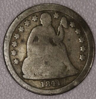 AUCTION-  1841 Seated Liberty Dime Circulated & Hit on Reverse