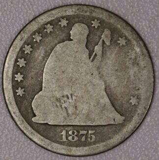AUCTION-  1875 Seated Liberty Quarter Circulated