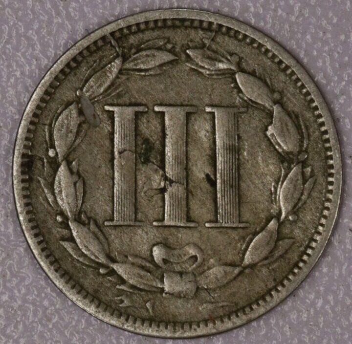 AUCTION- 1866 Three Cent Nickel Circulated - Image 2