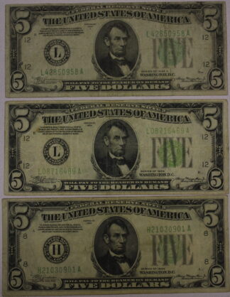 AUCTION- 1934 & 1934-A Five Dollar Federal Reserve Notes St Louis & San Fransisco Districts Circulated