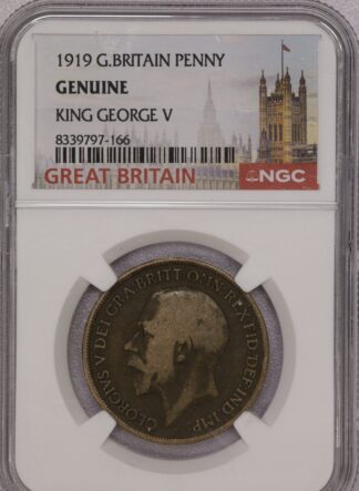AUCTION- 1919 Great Britain Large Penny NGC Genuine