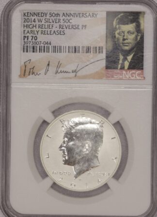 AUCTION- 2014-W Silver High Relief Reverse Proof Early Releases Kennedy Half Dollar NGC PF70