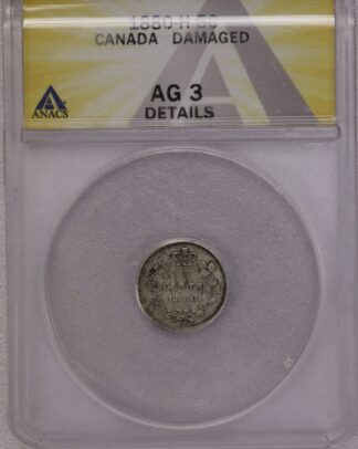AUCTION- 1880-H Canada Five Cents Silver ANACS AG3 Damaged