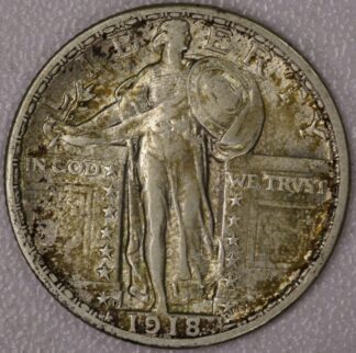 1918 D Standing Liberty Quarter EF Old Cleaning