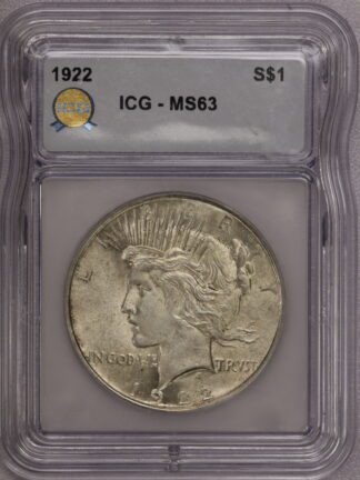 Auction-1922 Peace Dollar ICG MS63