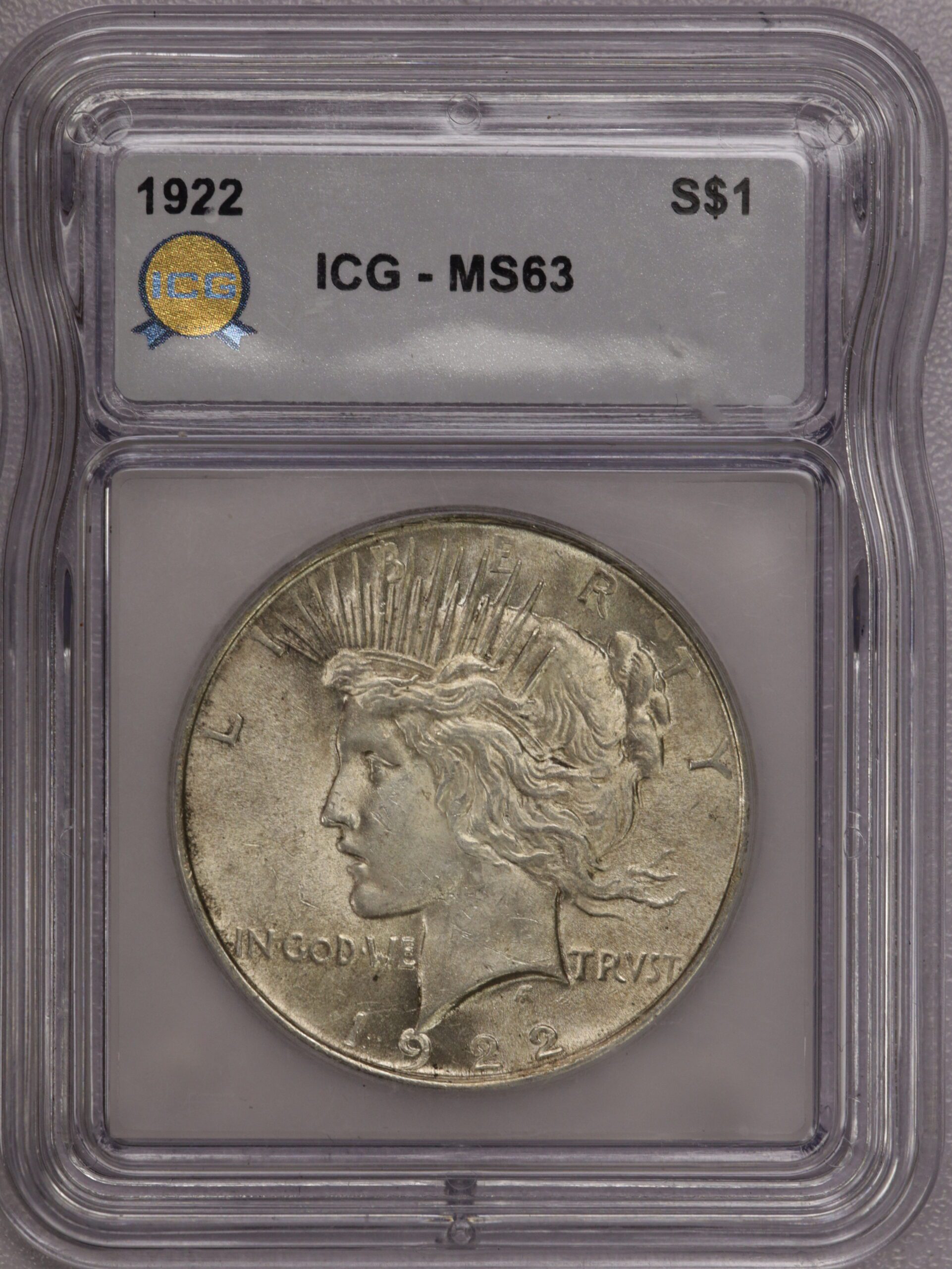 Auction-1922 Peace Dollar ICG MS63