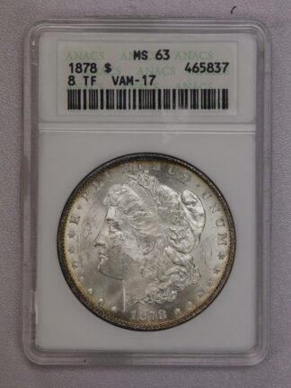 1878 Morgan Dollar VAM-17 ANACS MS63