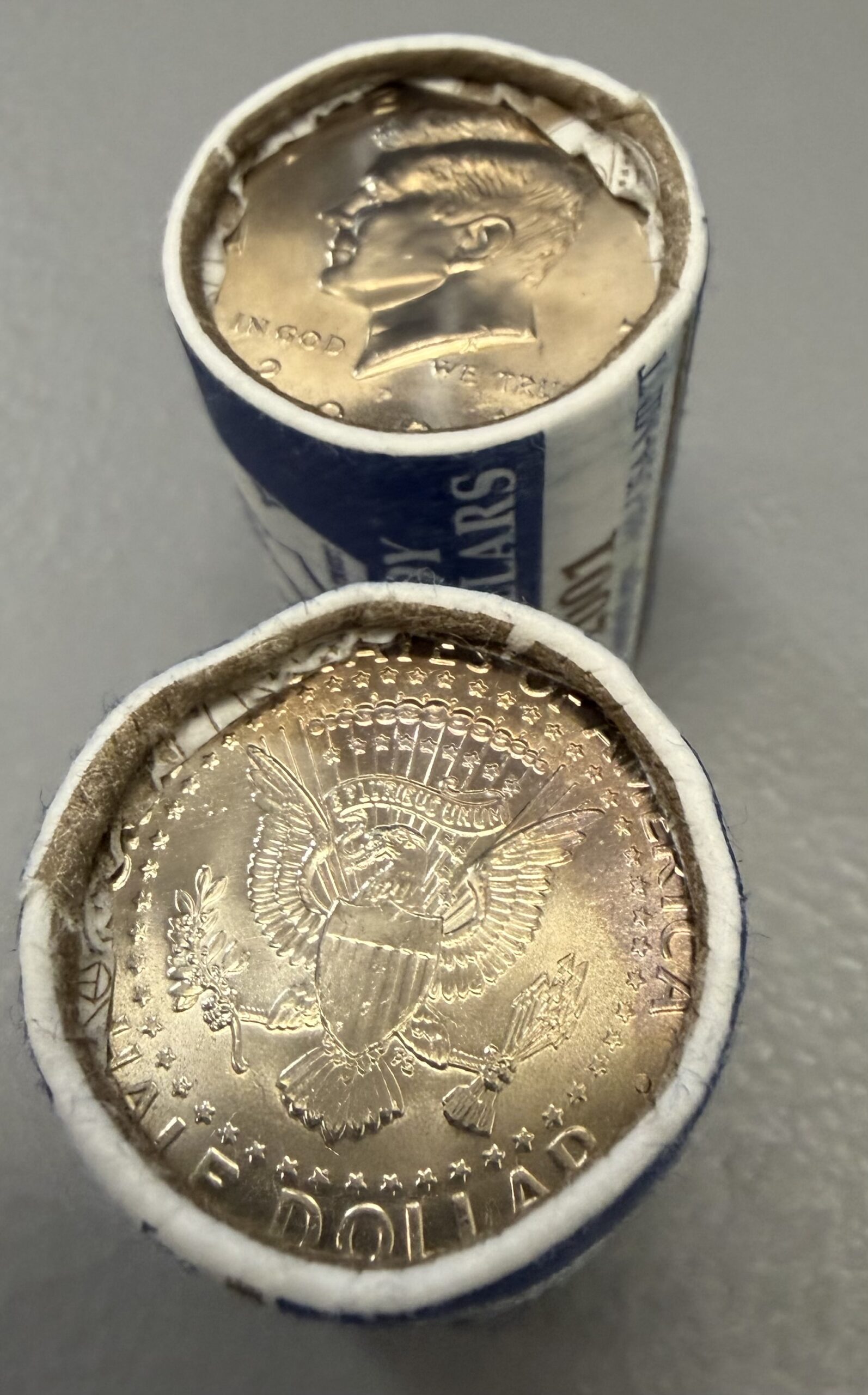 Auction-2001 P/D Kennedy Half Rolls. One roll Each Uncirculated. OGP - Image 2
