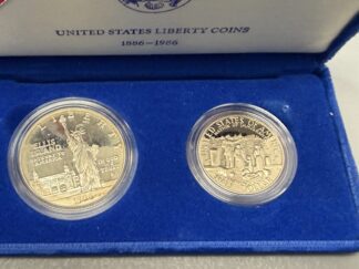 Auction-1986 Proof Liberty Silver Dollar and Proof Clad Half Dollar.   Dollar Milky.   OGP/COA