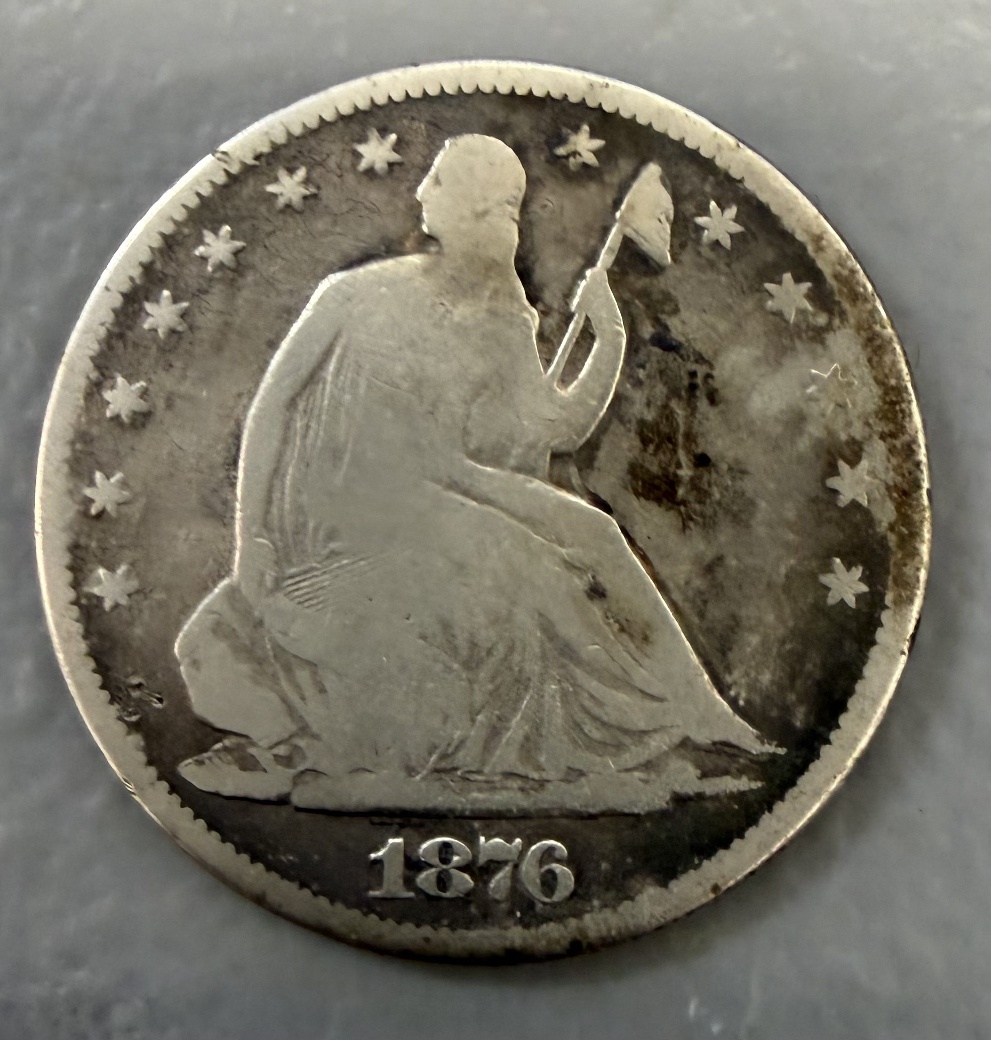 Auction-1876-S Seated Liberty Half Dollar Cleaned