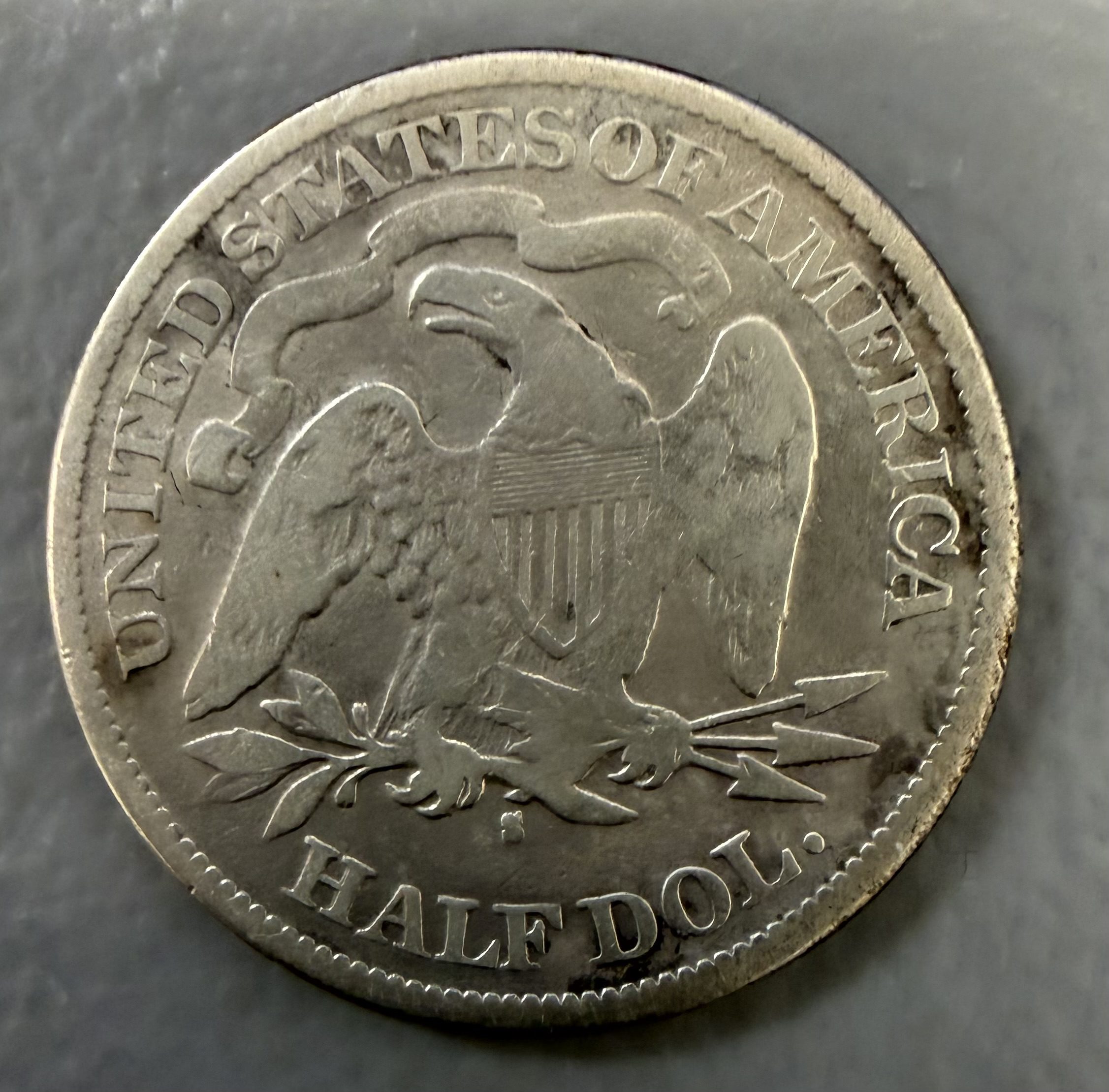 Auction-1876-S Seated Liberty Half Dollar Cleaned - Image 2