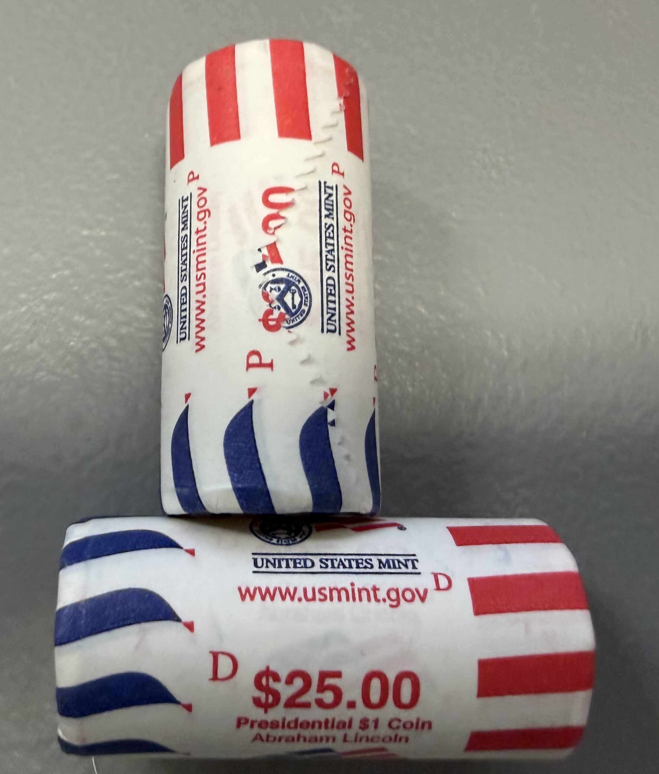 Auction-2010 P and D Abraham Lincoln OGP Dollar Rolls; 50 Coins