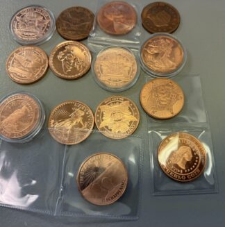 Auction-Fourteen One Ounce Copper Rounds