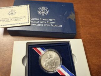 Auction-2004 Thomas Edison Uncirculated Commemorative Silver Dollar OGP/COA