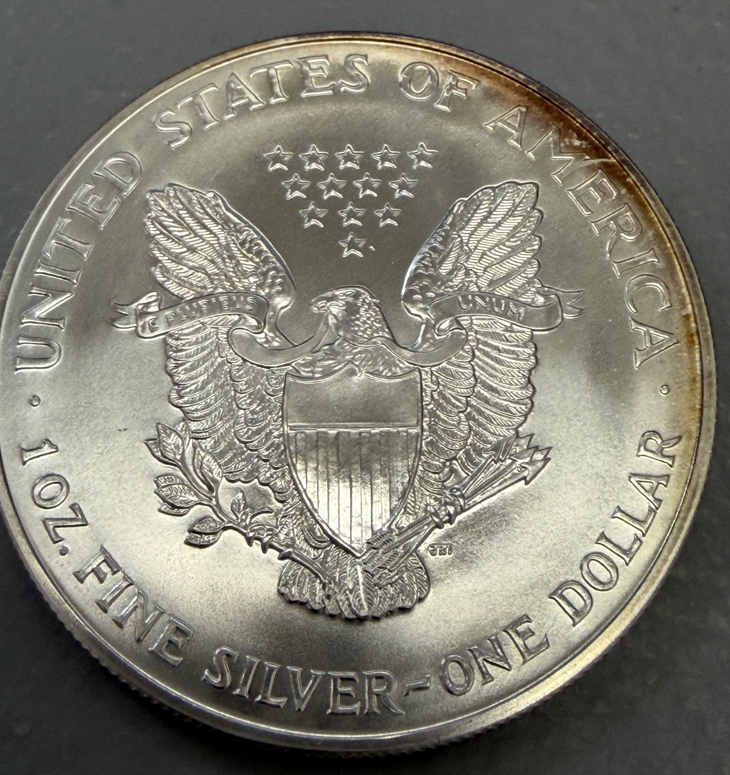 Auction-2000 Uncirculated Silver Eagle, Toned - Image 2