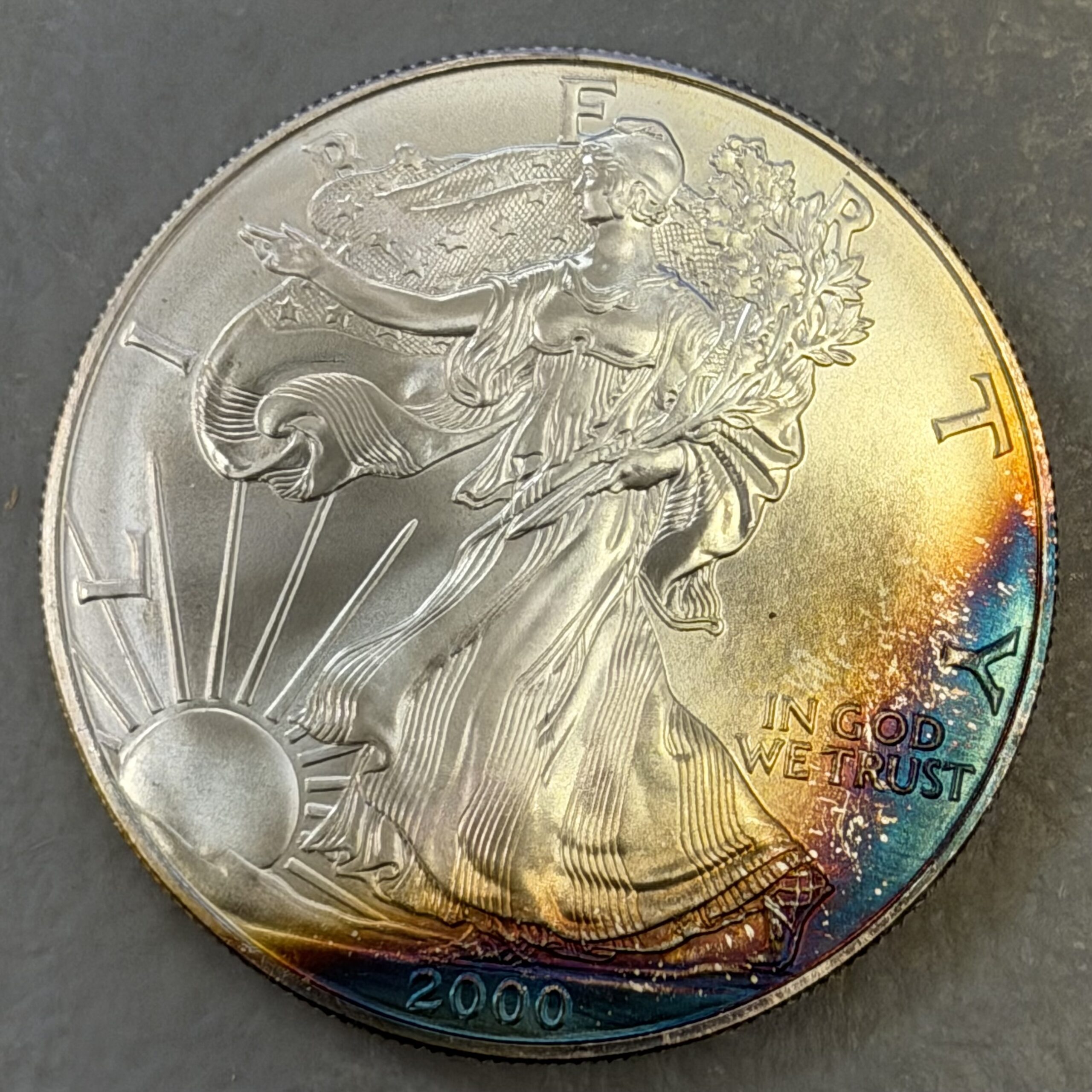 Auction-2000 Uncirculated Silver Eagle, Toned - Image 4