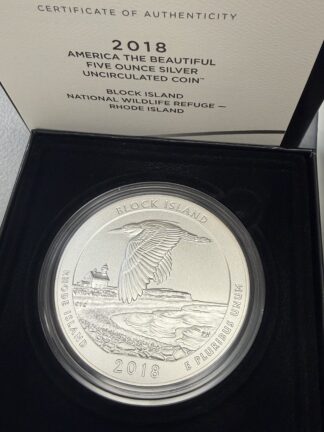 2018 Five (5) Ounce Silver ATB Block Island National Wildlife Refuge OGP/COA