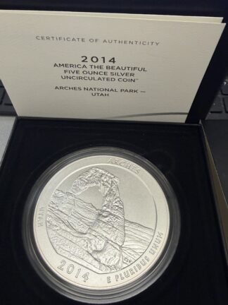 2014 Five (5) Ounce Silver ATB Arches National Park Utah OGP/COA