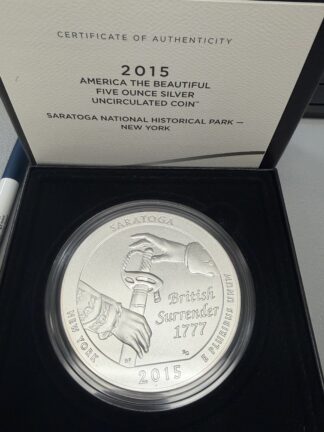 2015 Five (5) Ounce Silver ATB Saratoga National Historic Park New York OGP/COA