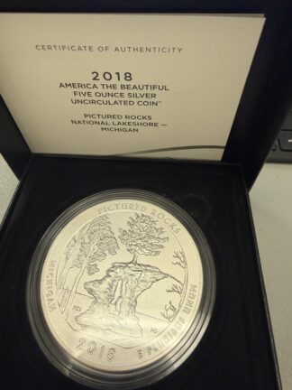 2018 Five (5) Ounce Silver ATB Pictured Rocks National Lakeshore Michigan OGP/COA