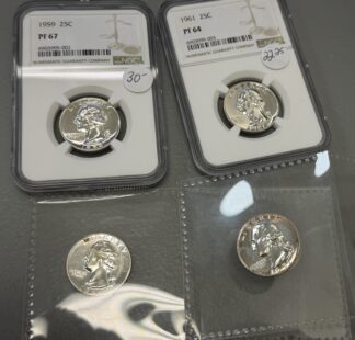 Auction-Group of Proof Silver Washington Quarters/2 Graded-2 Non Graded (See Description)